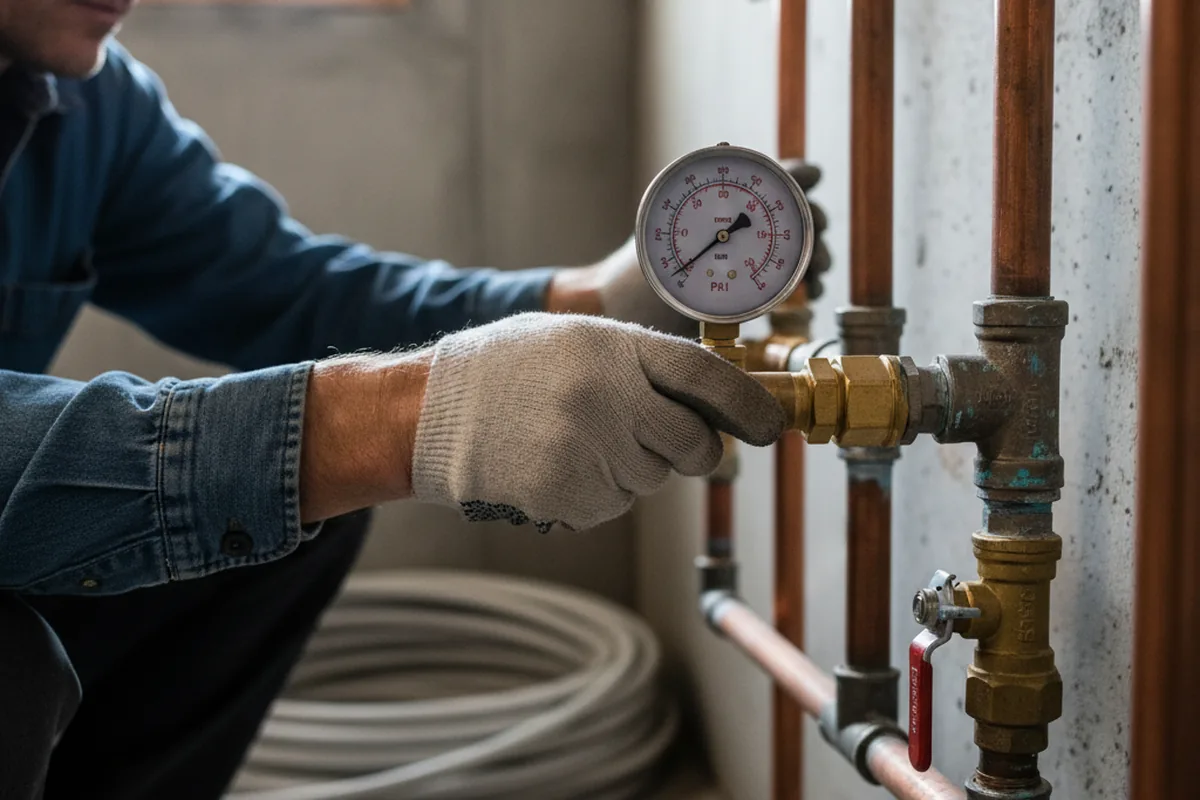Pressure testing a repaired line during Water Line Repair in Tignall